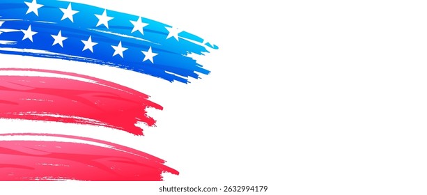 Abstract American Flag Brushstrokes Patriotic Design Elements