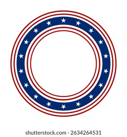 Abstract American Flag Circle Frame with Stars and Stripes for Patriotic Design. 4th of July. Vector Illustration
