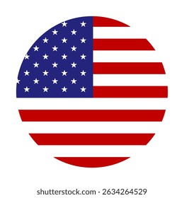 Abstract American Flag Circle with Stars and Stripes for Patriotic Design. 4th of July. Vector Illustration