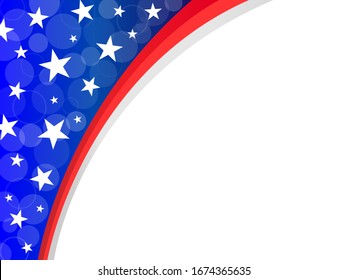 Abstract American flag frame corner with empty space for your text.	
