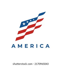 Abstract American flag icon. USA logo banner. United States of America emblem. 4th of July Independence Day symbol. Vector illustration.