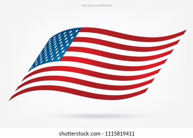 Abstract American flag on white background. Vector illustration.
