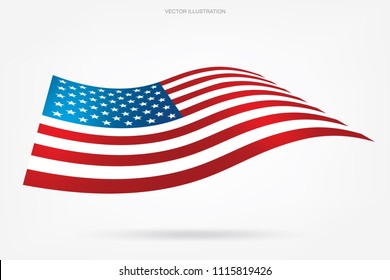 Abstract American flag on white background. Vector illustration.
