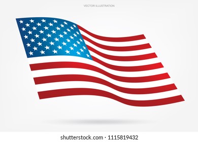 Abstract American flag on white background. Vector illustration.