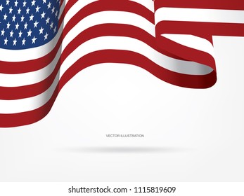 Abstract American flag on white background with area for copy space, graphic design and text. Vector illustration.