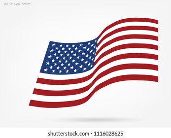 Abstract American flag on white background. Vector illustration.