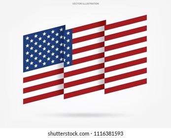 Abstract American flag on white background. Vector illustration.