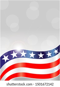 Abstract American flag symbols background card frame with empty space for your text vector design template.