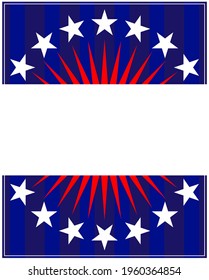 Abstract American flag symbols background border with empty space for text.	
