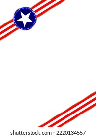 Abstract American flag symbols corner frame border with an empty space for text.	
