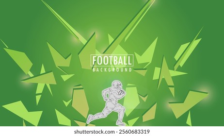 Abstract american  football geometric pattern neon green background. design template suitable for sport background, football, game banner, olympic sport poster and wallpaper 