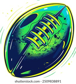 abstract American football neon green and deep blue