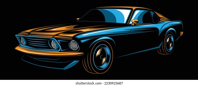 Abstract American Muscle Car. Glow, Shine and Neon Effect svg