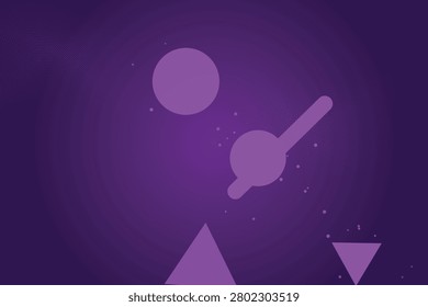Abstract amethyst glow with floating geometric shapes and cosmic sparkles purple spheres triangles