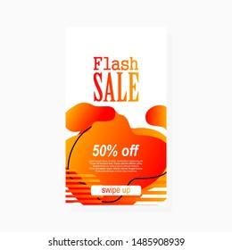 abstract amoeba flash sale flash deal banner for mobile with gradient color 