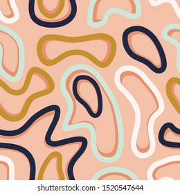 Abstract amoeba in pink background seamless repeat pattern.