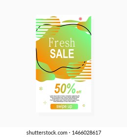 abstract amoeba sale banner liquid for mobile with gradient color