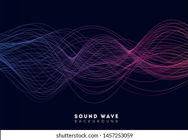 Abstract amplitude interference sound wave from equalizer. Music soundwave design electronic element. Background pattern technology line, horizontal radio wave. Vector illustration.