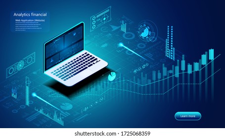 Análisis abstracto concepto financiero Análisis de existencias para inversión, finanzas, negocio de fondos utilizando análisis de programas desde dispositivos En decisiones de inversión.