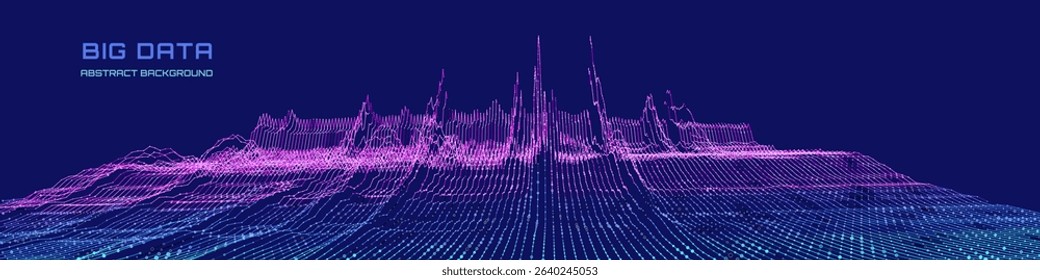 Abstract analytical background with analyze data chart on dark blue cyberspace. Big data. Quantum cryptography concept.  Banner for business, science and technology. Data chart