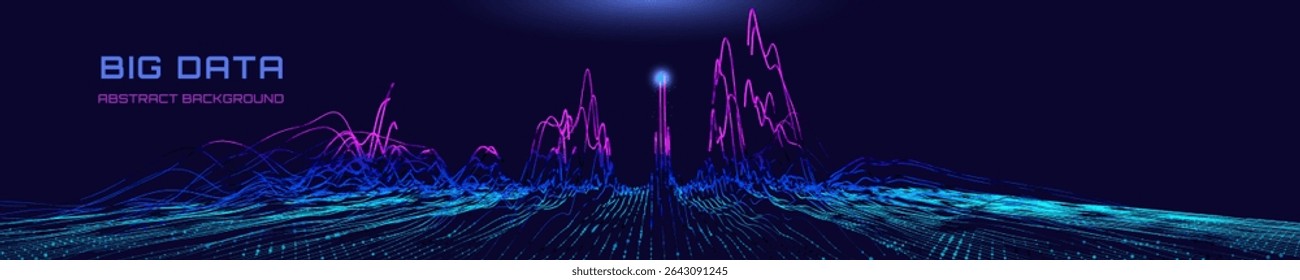 Fundo analítico abstrato com gráfico de dados de análise em azul. Algoritmos de análise. Big data. Conceito de criptografia quântica.  Banner para negócios, ciência e tecnologia. Gráfico de dados