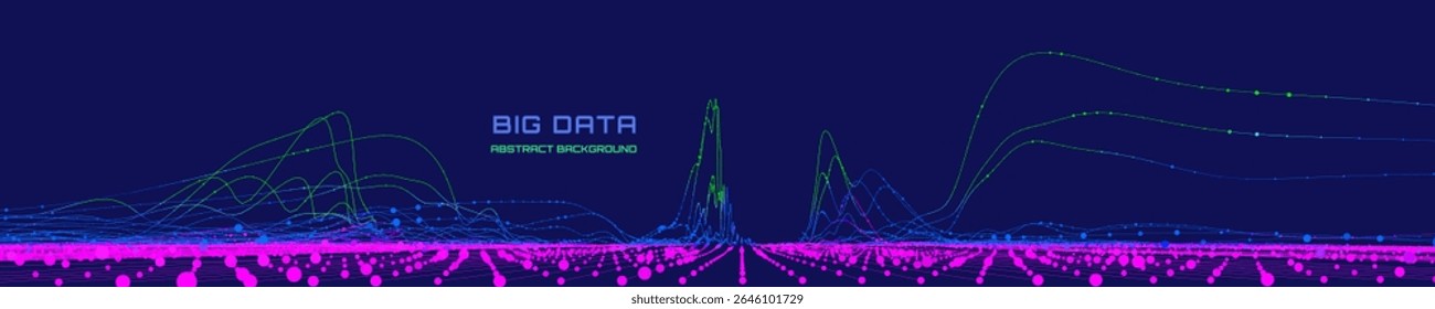 Fundo analítico abstrato com gráfico de dados de análise em azul escuro. Algoritmos de análise. Big data. Conceito de criptografia quântica.  Banner para negócios, ciência e tecnologia. Gráfico de dados