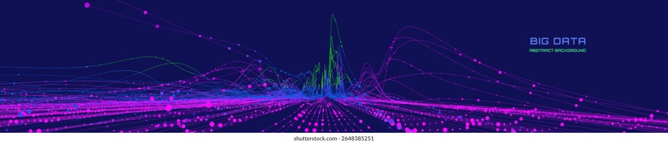 Fundo analítico abstrato com gráfico de dados de análise em azul escuro. Algoritmos de análise. Big data. Conceito de criptografia quântica.  Banner para negócios, ciência e tecnologia. Gráfico de dados