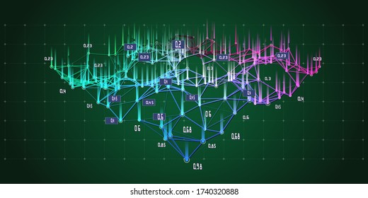 Abstract analytical  background with color grid of data and blurred lines  Big data. Business visualization of artificial intelligence . Quantum virtual cryptography.  Blockchain. Analytics algorithms