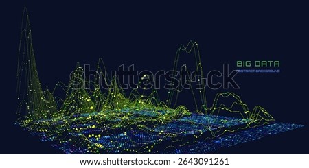 Abstract analytical background with graph of color lines connecting points chart analyze  in dark cyberspace. Quantum cryptography concept.  Banner for business, science and technology. Big data. 