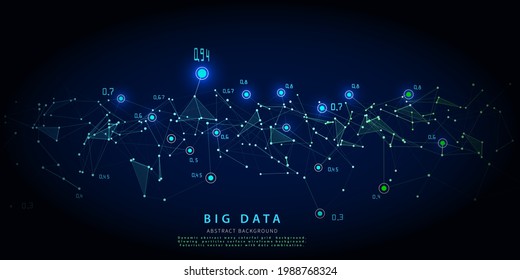 Abstract analytical background with polygonal grid analyze data on blue.  Analytics algorithms data. Big data. Quantum cryptography concept.  Data chart. Banner for business, science and te