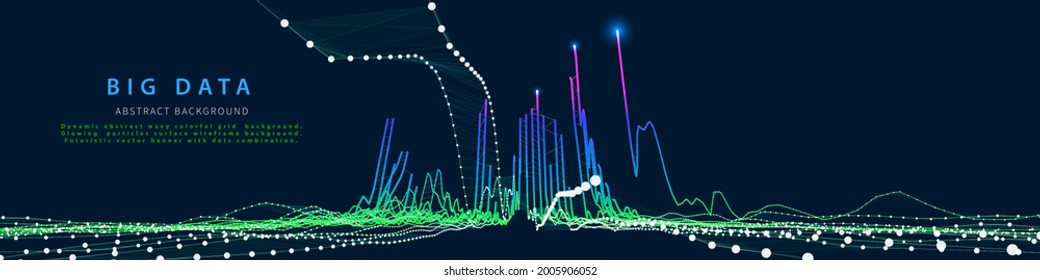 Abstract analytical background with polygonal grid data.  Analytics algorithms data. Big data. Data chart. Quantum cryptography concept. Banner for business, science and technology. 