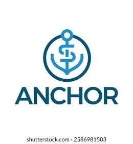 abstract anchor flat minimalist logo design