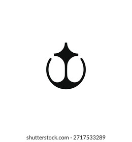 Icono Abstractas del Vector del logotipo del ancla. Símbolo náutico moderno para la identidad comercial marítima. Plantilla geométrica minimalista del diseño del signo del mar. Elemento creativo de la marca de la nave.