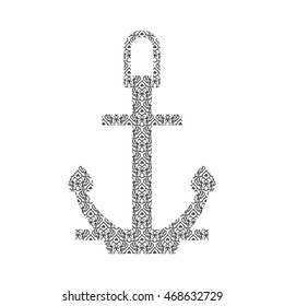 Abstract Anchor Silhouette with Pattern. Vector illustration