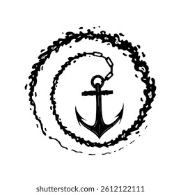 Abstract Anchor with Splash in Circular Shape