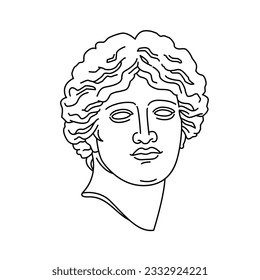 Abstract ancient antique sculpture greek god or goddess isolated line art vector. Apollo or Hercules statue for beauty and fasion logos and print design