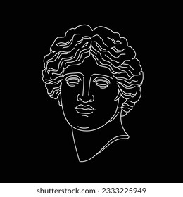 Abstract ancient antique sculpture grek god or goddess isolated line art vector gravure for beauty and fasion logos and print design 