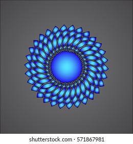 Abstract ancient detailed flower with a blue gradient