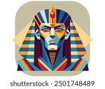 Abstract ancient Egyptian pharaonic portrait colour artistic low poly vector illustration design historic retro design Egyptian pharaoh icon. Vector illustration of Egyptian pharaoh.