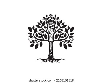 Abstract ancient tree, vector icon isolated