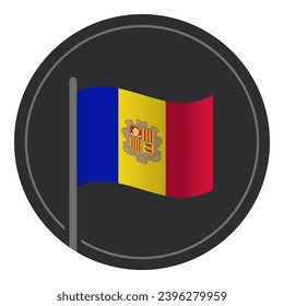 Abstract Andorra Flag Flat Icon in Circle Isolated on White Background