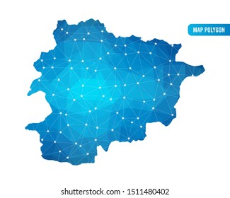 Abstract Andorra Map geometric rumpled triangular low poly style gradient graphic on white background , line dots polygonal design for your . Vector illustration eps 10