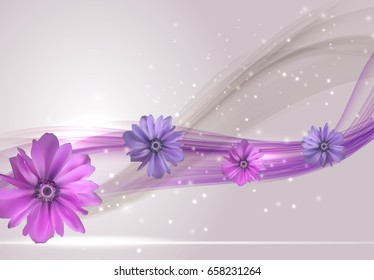 Abstract Anemone Flower Realistic Vector Frame Background. EPS10