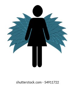 abstract angel with blue wings