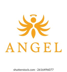 abstract angel flat minimalist logo design