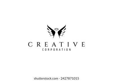 Abstract Angel fly sign logo design template flat vector illustration