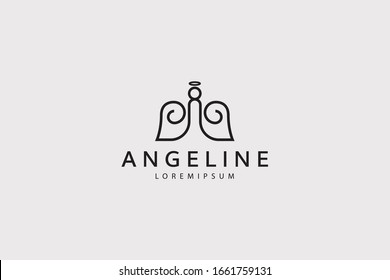 Abstract Angel, Abstract Angel Logo With Both Wings Vector Brand Line Art Icon Templates