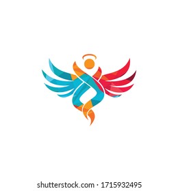 Abstract Angel Vector Logo Design. Represents the Concept of religion, kindness and charity.