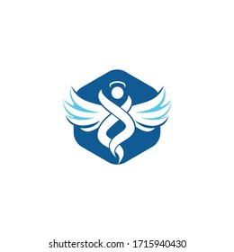 Abstraktes Design für Angel-Vektorillustration-Logos. Stellt das Konzept der Religion, Güte und Nächstenliebe dar.