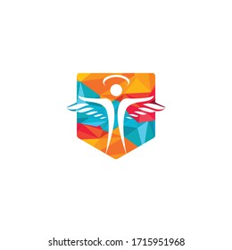 Abstract Angel Vector Logo Design. Represents the Concept of religion, kindness and charity.